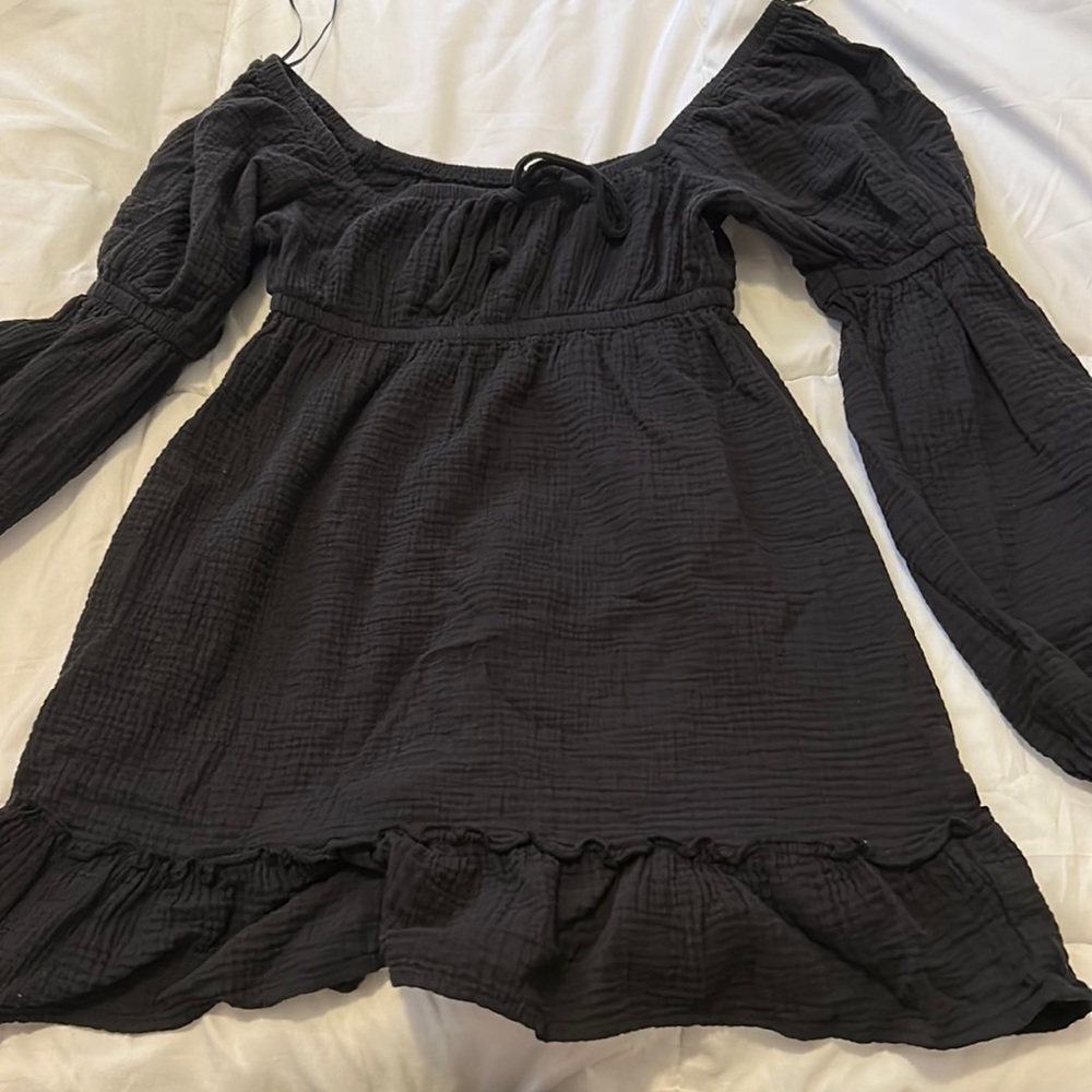 black long sleeve mini dress